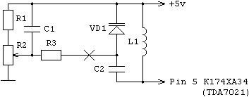 Схема цепи настойки на варикапе К174ХА34